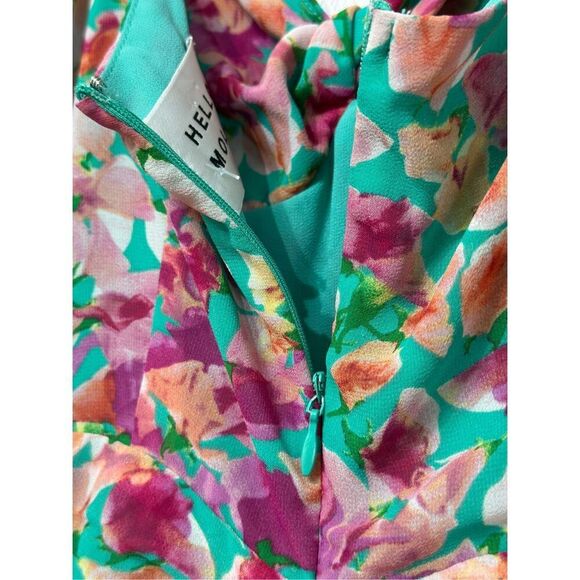 NWOT HELLO MOLLY Vivid Lights Ruched Floral Sweetheart Mini Dress Women's XS - Picture 13 of 14